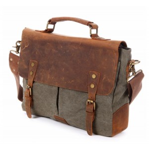 AT1 MESSENGER I VINTAGE™ Mallette porte-documents en canvas et cuir naturel, sac à bandoulière 5 couleurs 